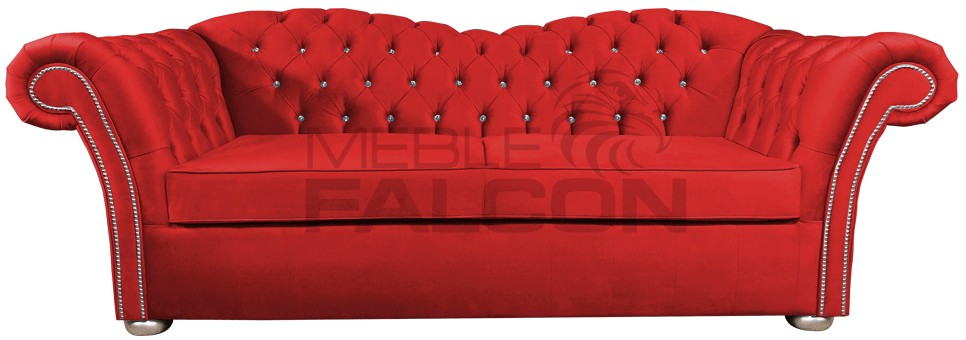 sofa chesterfield czerwony welur wygodne siedzisko