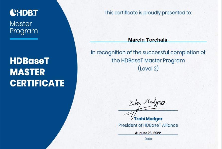 HDBaseT Master Certificate