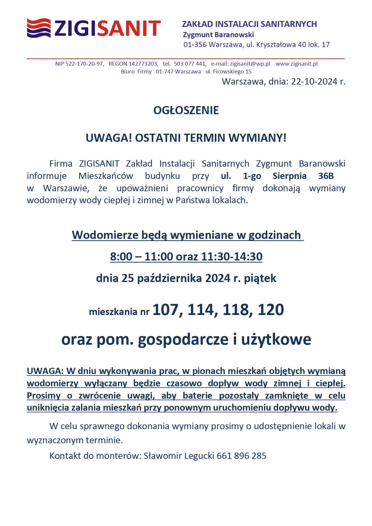 Ostateczny termin wymiany wodomierzy cz.2