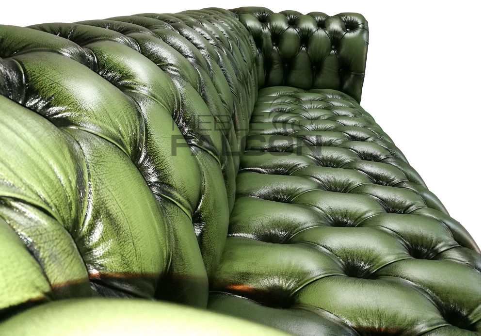 głębokie pikowanie skóra przecierana zielona producent mebli chesterfield sofa kanapa skórzana 