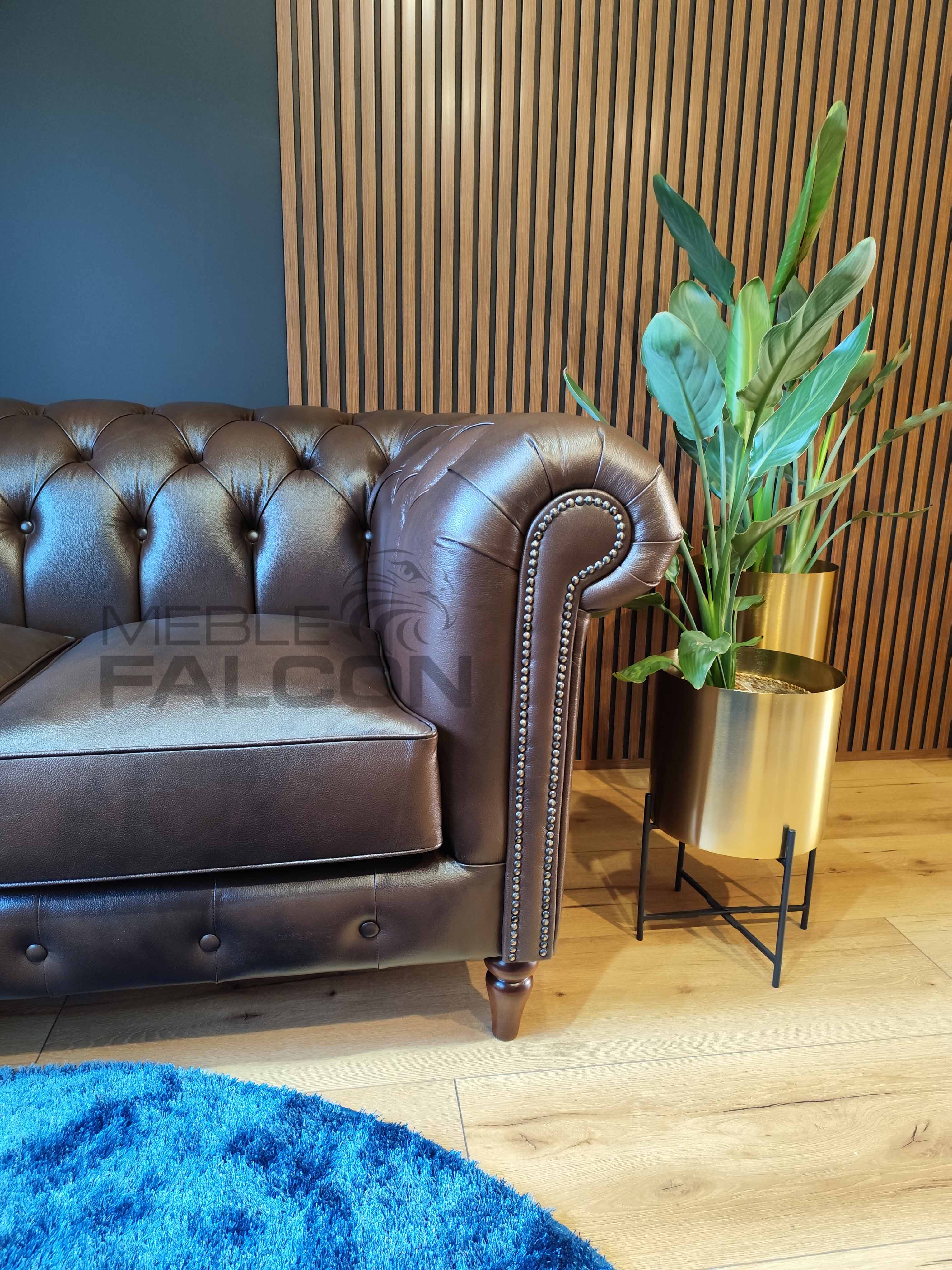 sofa skórzana brąz producent mebli chesterfield