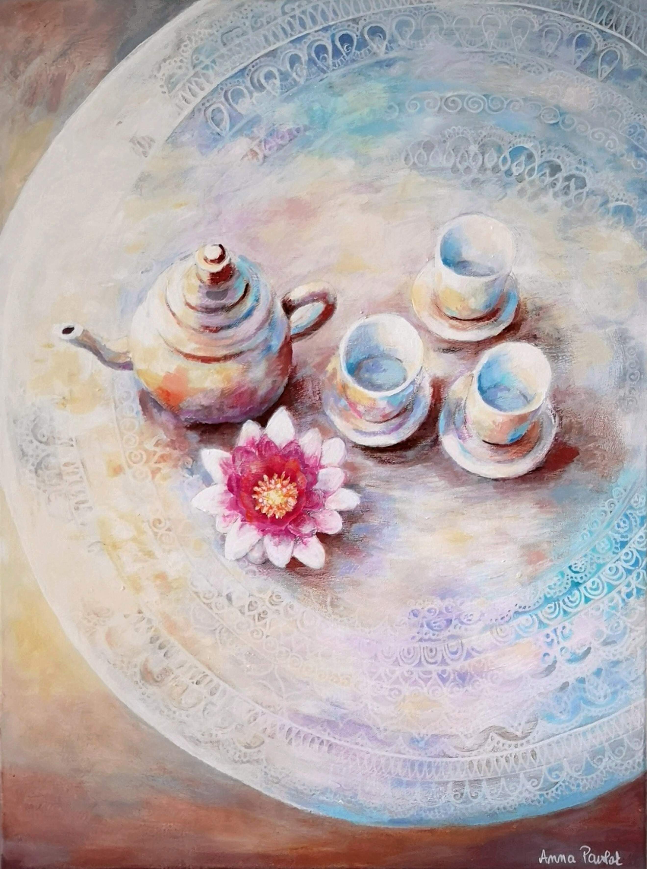 "Taza de té" 80 x 60 akryl, podobrazie płócienne, acrylic on canvas