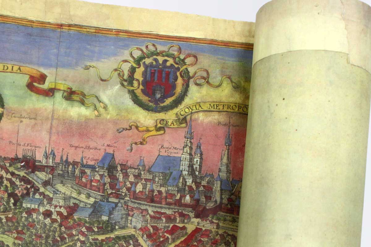 MAPA KRAKOWA. Panorama miasta z 1618 roku