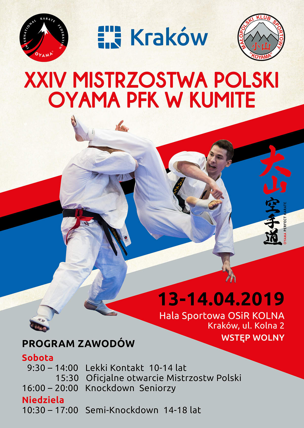 XXIV Mistrzostwa Polski Oyama PFK w kumite (Kraków, 13-14.IV.2019r.)