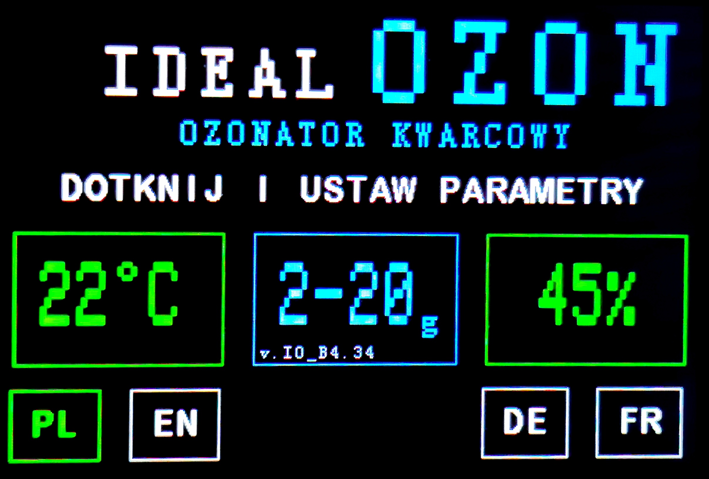 Polski generator ozonu z wbudowanym miernikiem ozonu do samochodu i mieszkania - kwarcowy - profesjonalny