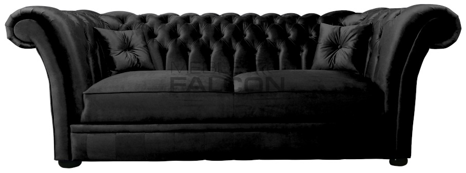 sofa chesterfield z funkcją spania czarny aksamit