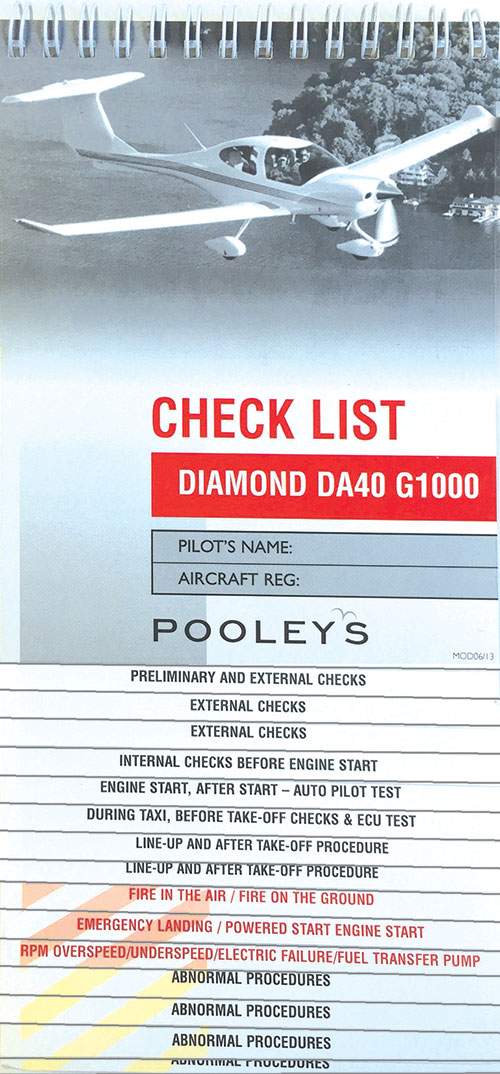 Pooley's Check list - Diamond DA40 G1000