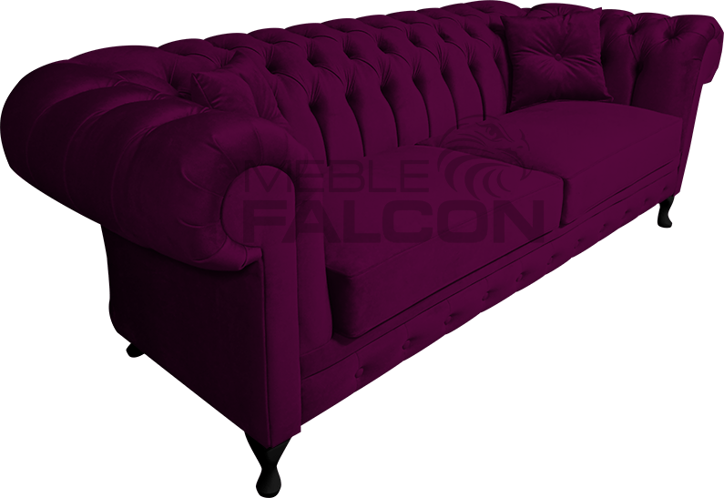 perfekcyjnie wykonana sofa chesterfield fioletowa