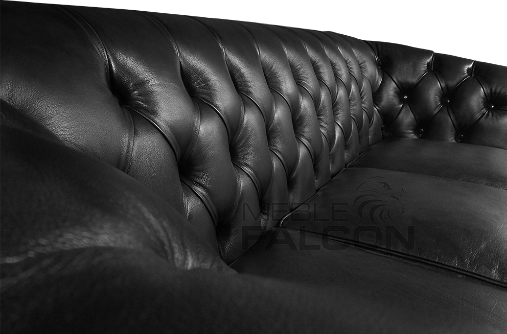 czarna skórzana sofa chesterfield włoska skóra