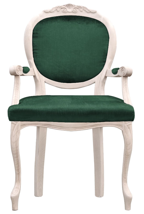 krzesło w sylu shabby chic tapicerowane z drewnianą rzeźbioną stolarką krzesło do jadalni zielone