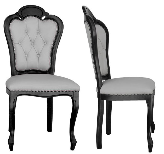 krzesło chesterfield tapicerka skórzana szare krzesło ozdobna forma tłoczenia krzesło pikowane 