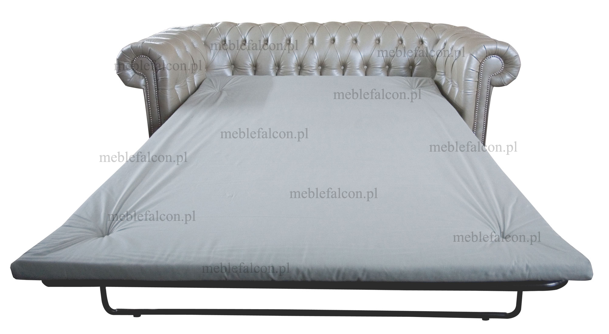 stylowa wygodna sofa chesterfield z funkcją spania w tapicerce skórzanej charmonijna i wysublimowana