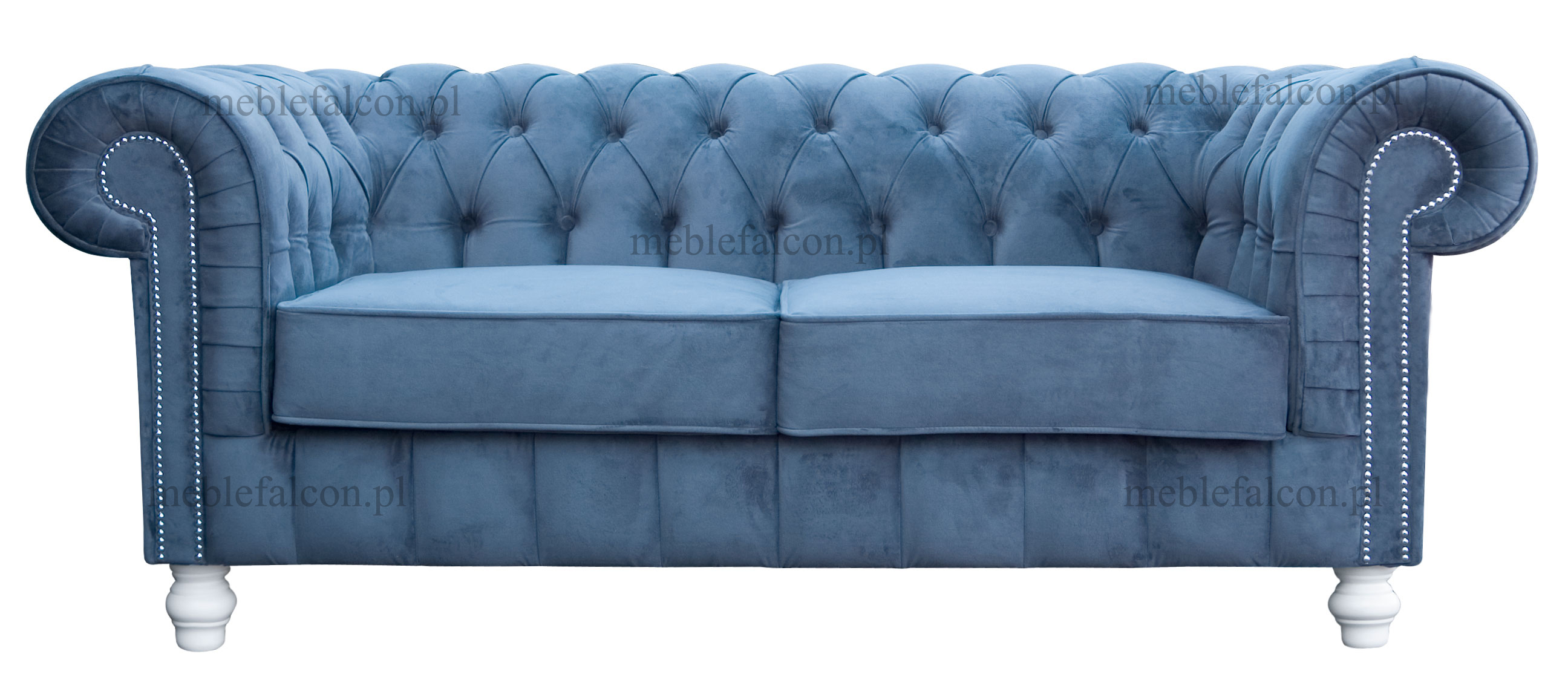 wyrafinowana piękna i wygodna sofa w plamoodpornym materiale sofa pluszowa koloru niebieskiego 