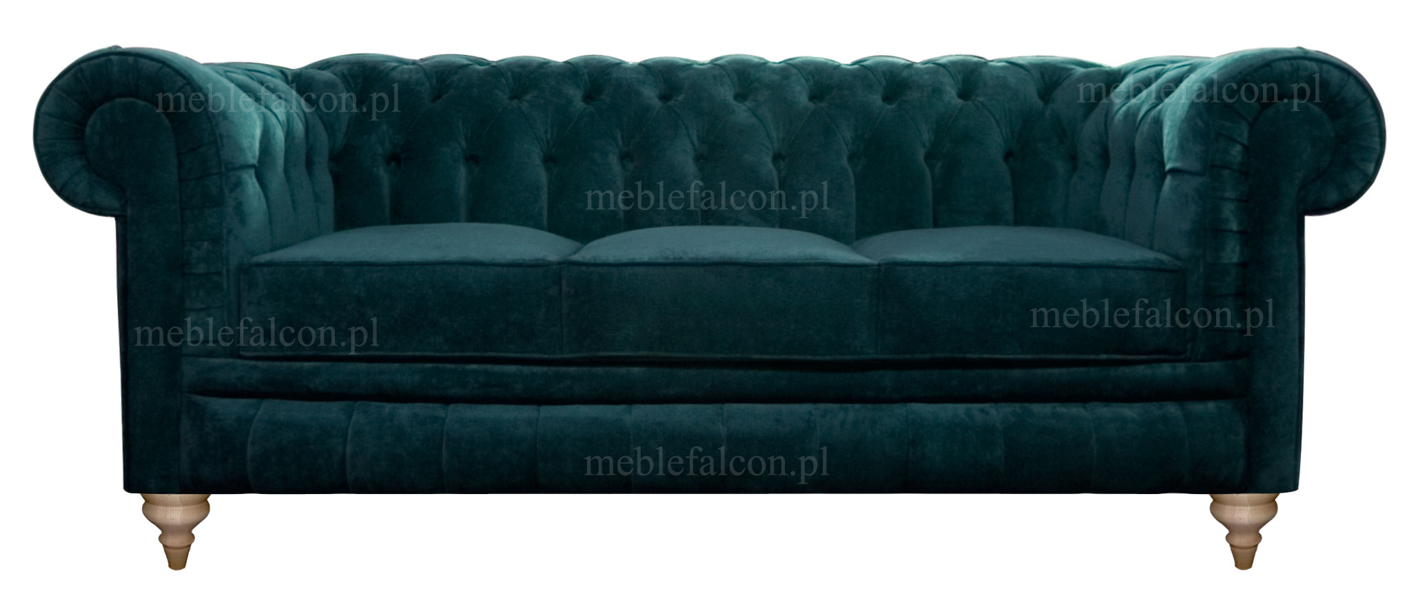 wyborna sofa chesterfield na stylowych nogach sofa stylowa tapicerowana z pikowanym oparciem zielona