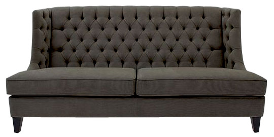 sofa w stylu glamour wysokie pikowane oparcie tapicerka materiał