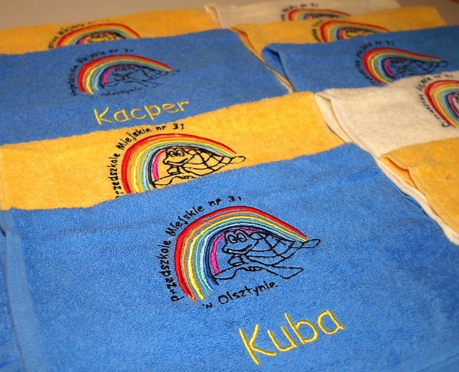 Ręczniki z haftem dla Przedszkola w Olsztynie 