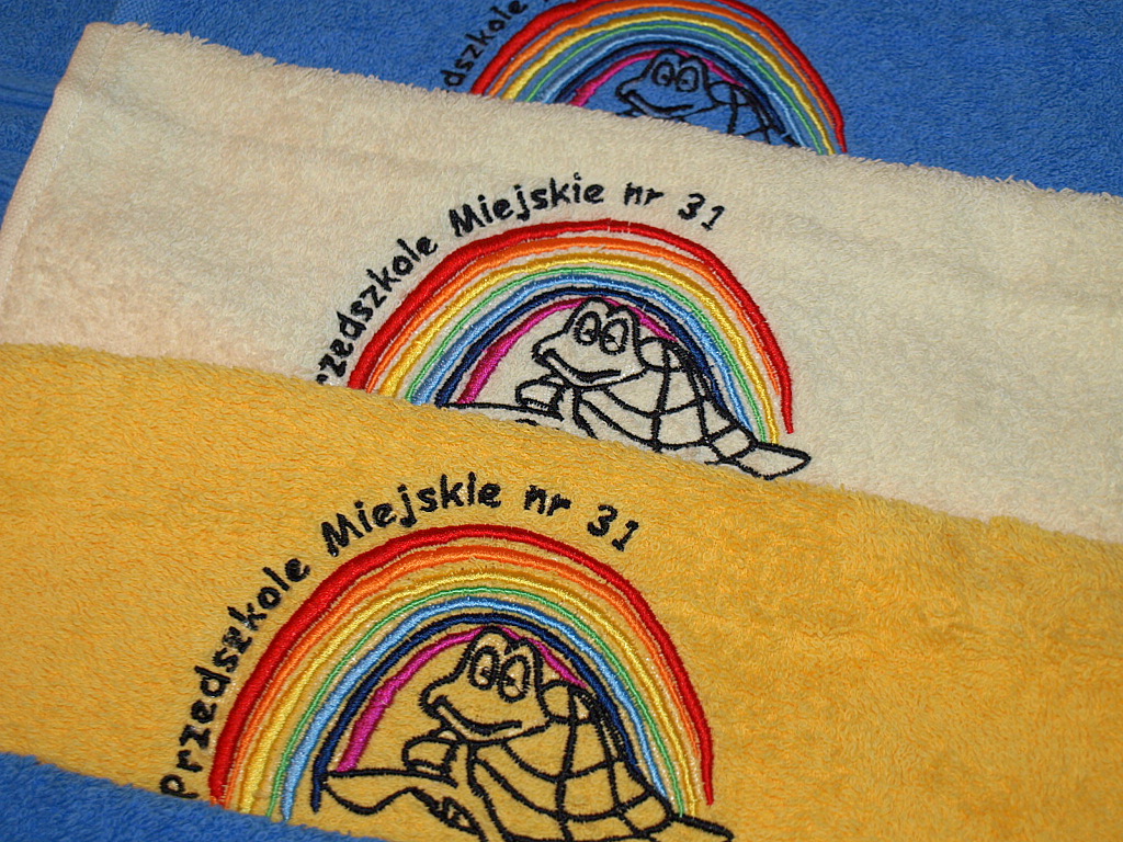 Ręczniki z haftem dla Przedszkola w Olsztynie 