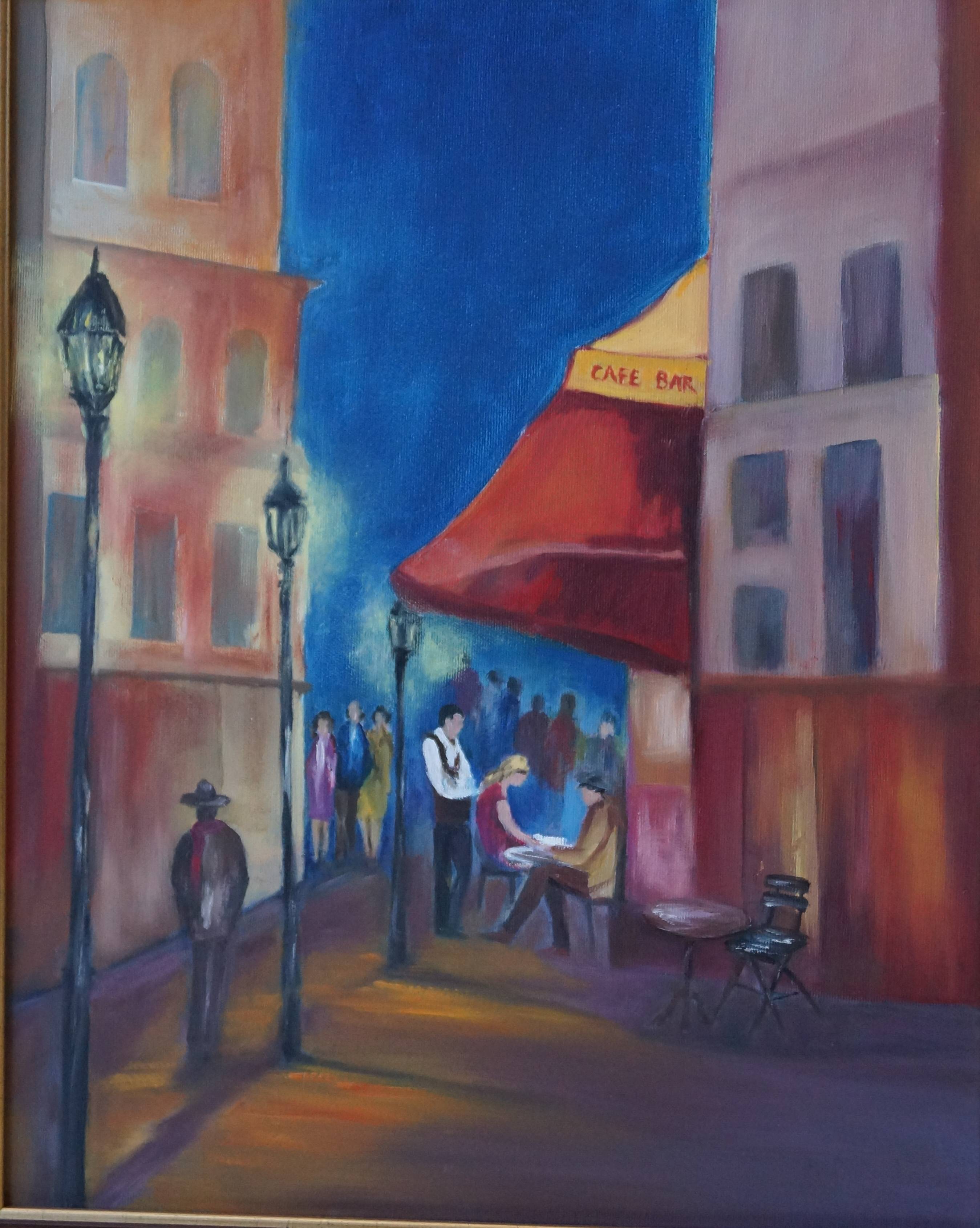 Paryż nocą - olej na płótnie 50 cm x 40 cm