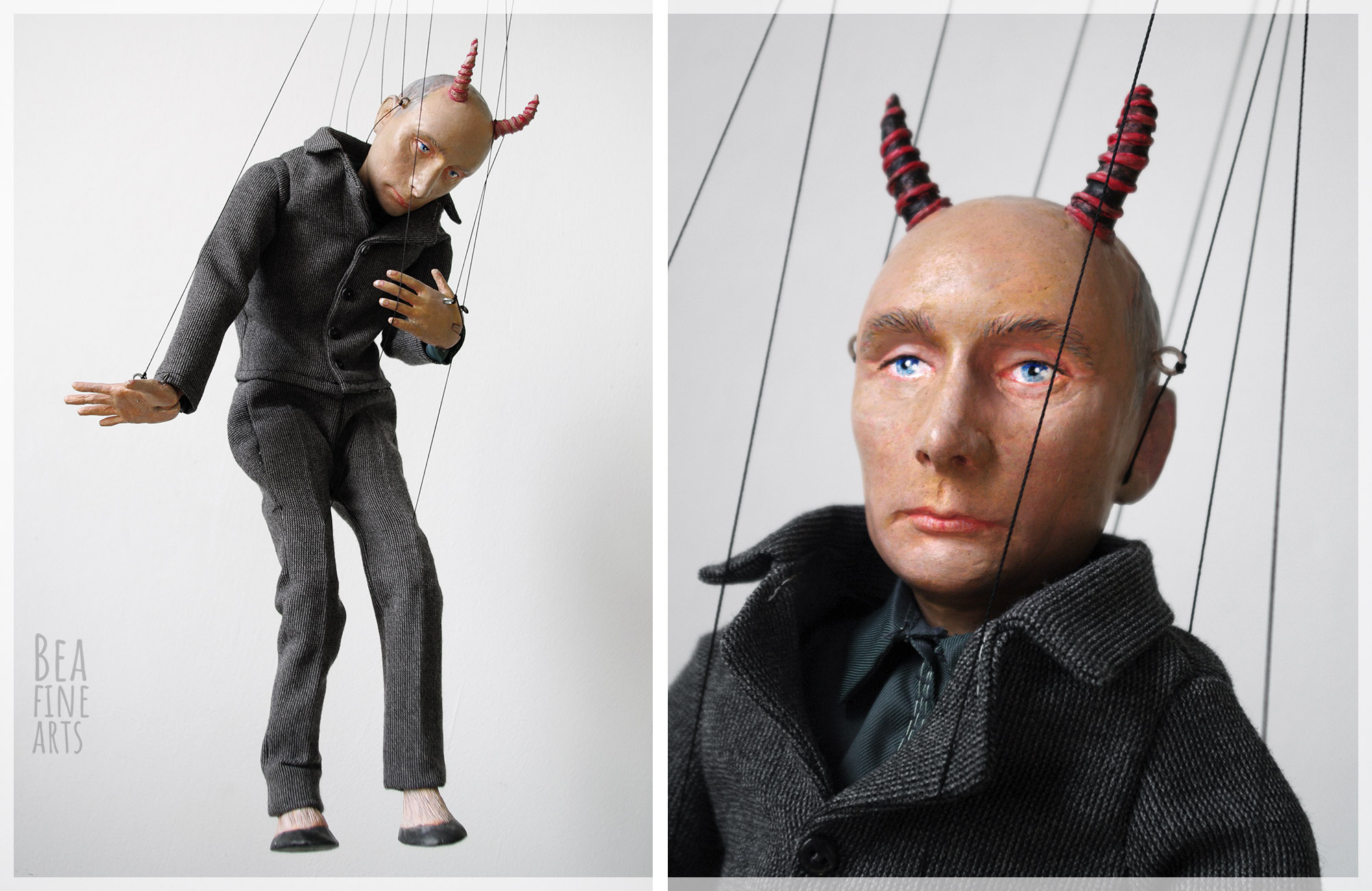 Władymir Putin jako diabeł, marionetka portretowa