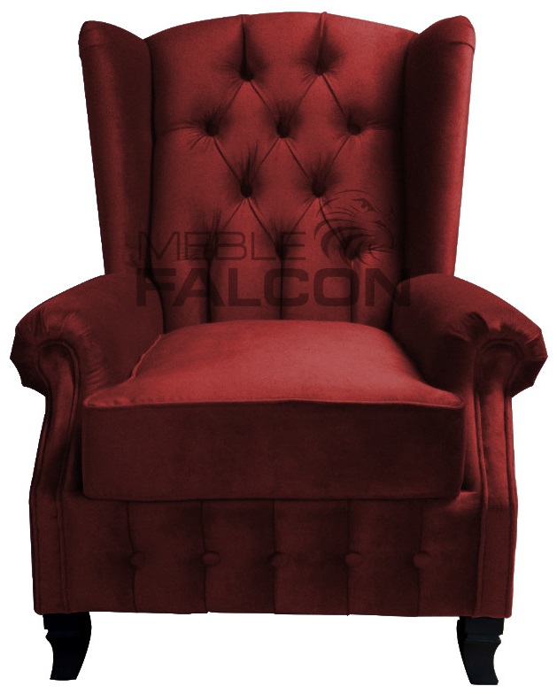 fotel chesterfield z pikowanym oparciem czerwień