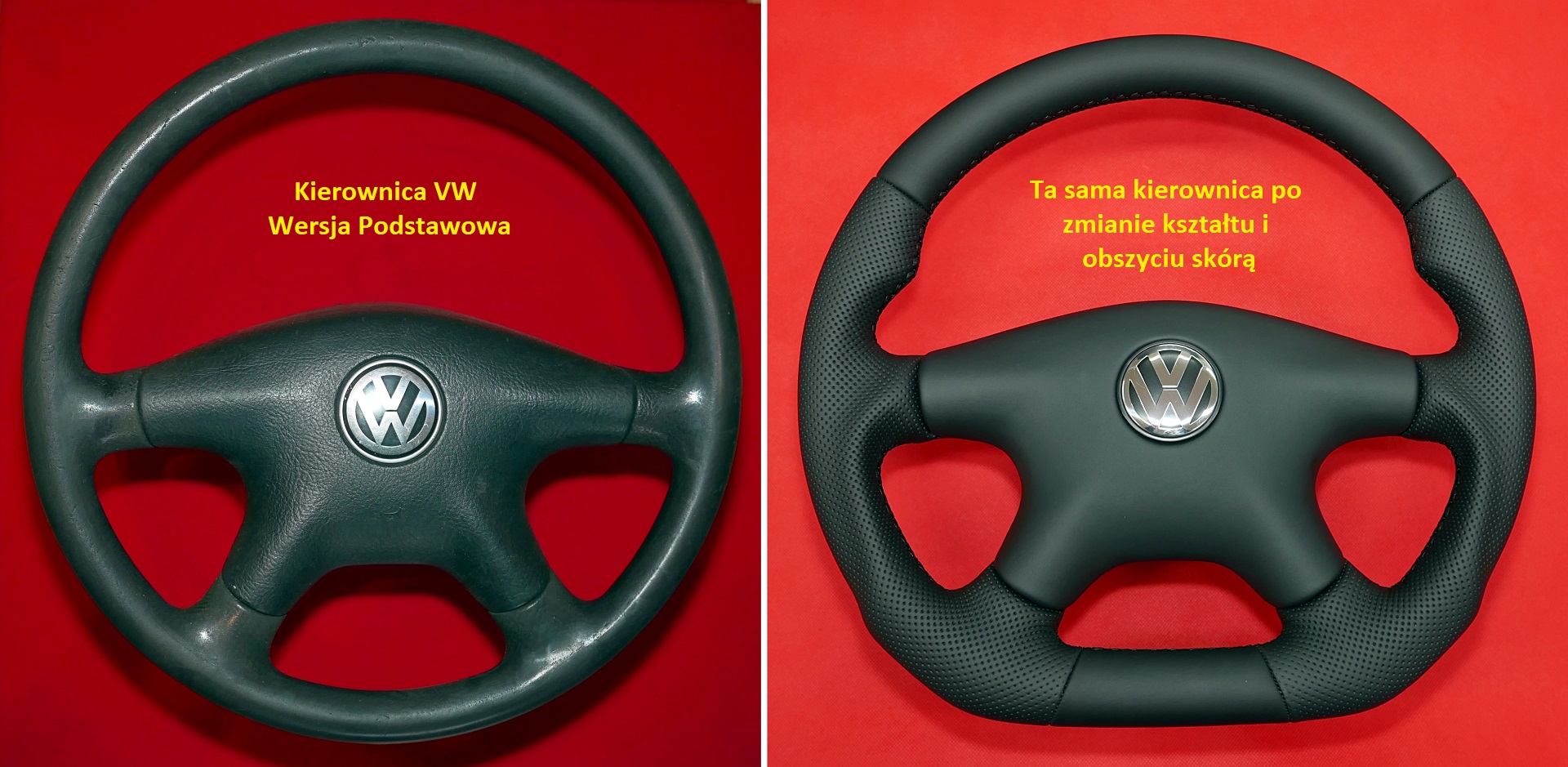 Kierownica VW modyfikacja zmiana kształtu spłaszczenie dołu
