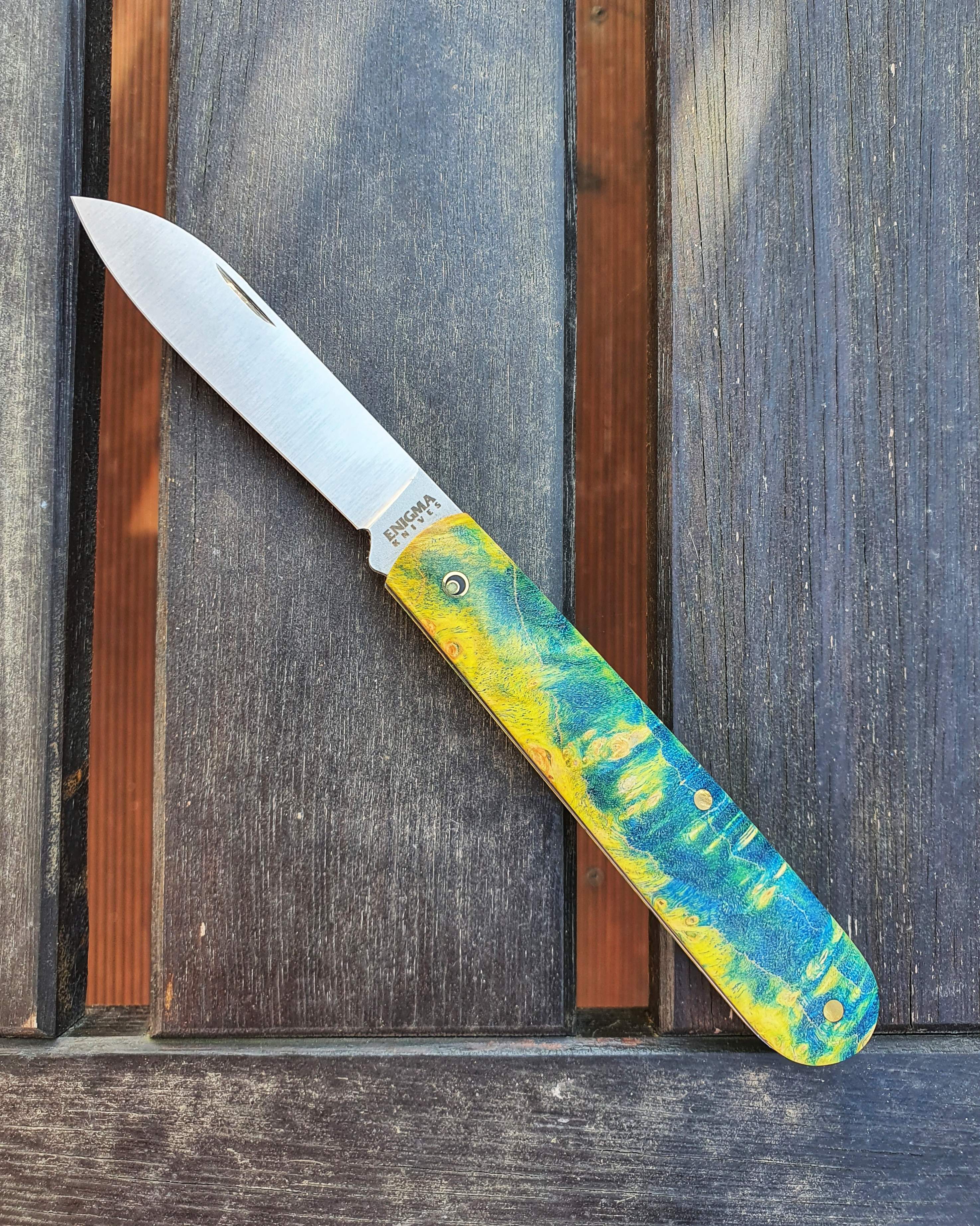 Yellow wood scales and M390 SOLD
