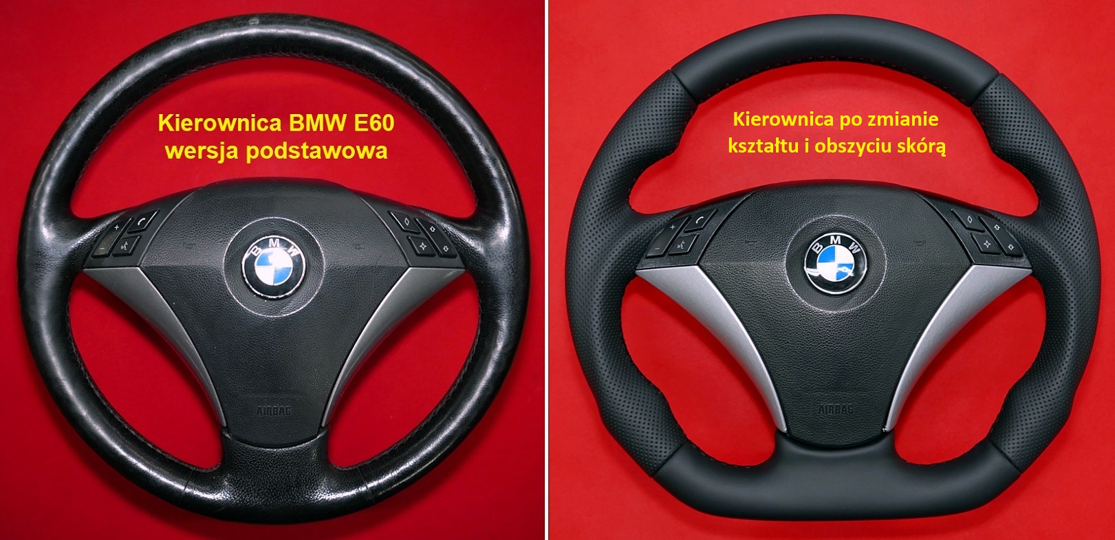 Kierownica BMW E60 zmiana kształtu spłaszczenie dodanie bicepsów