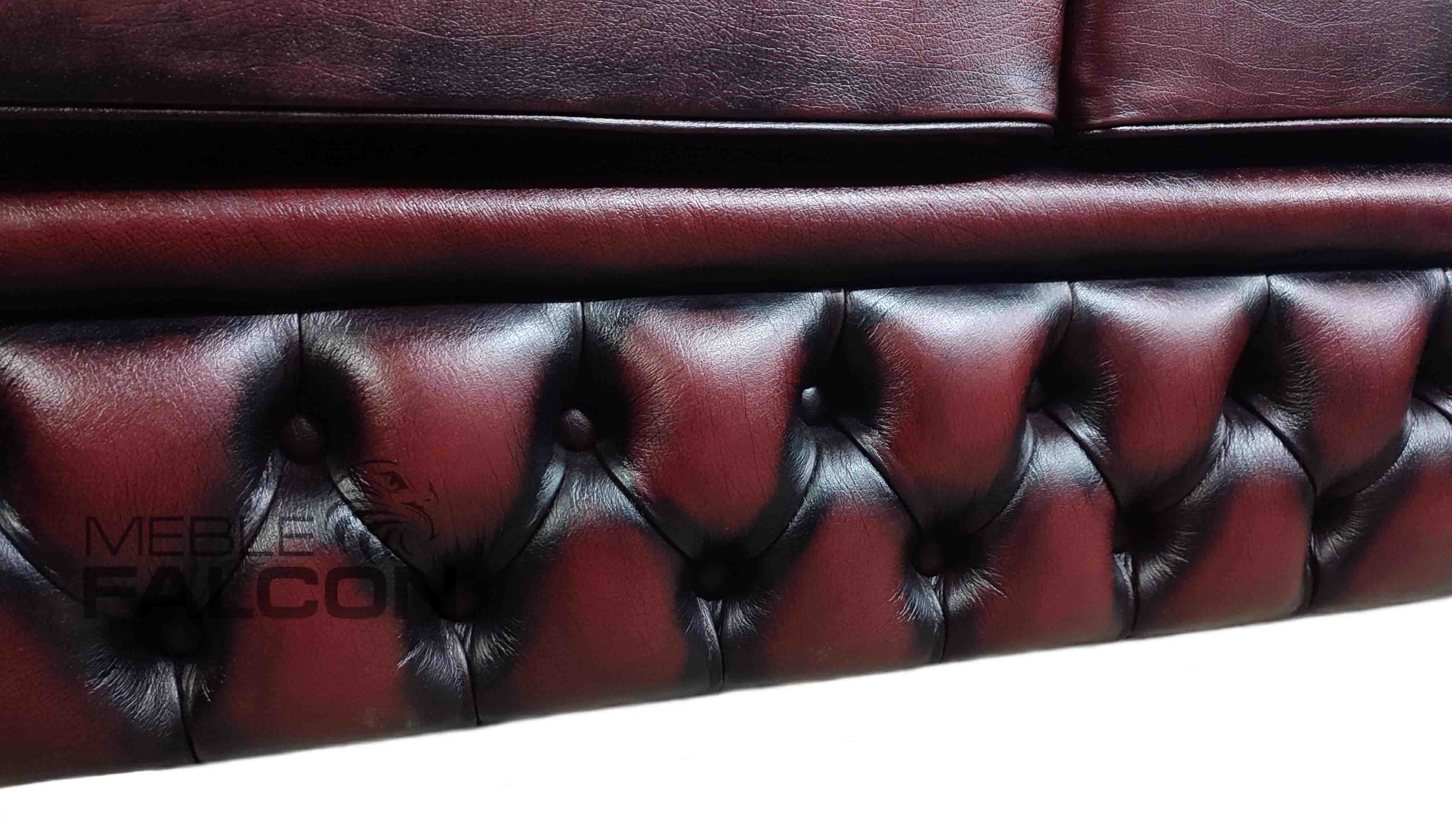 sofa chesterfield pikowana skórzana czerwona tanio