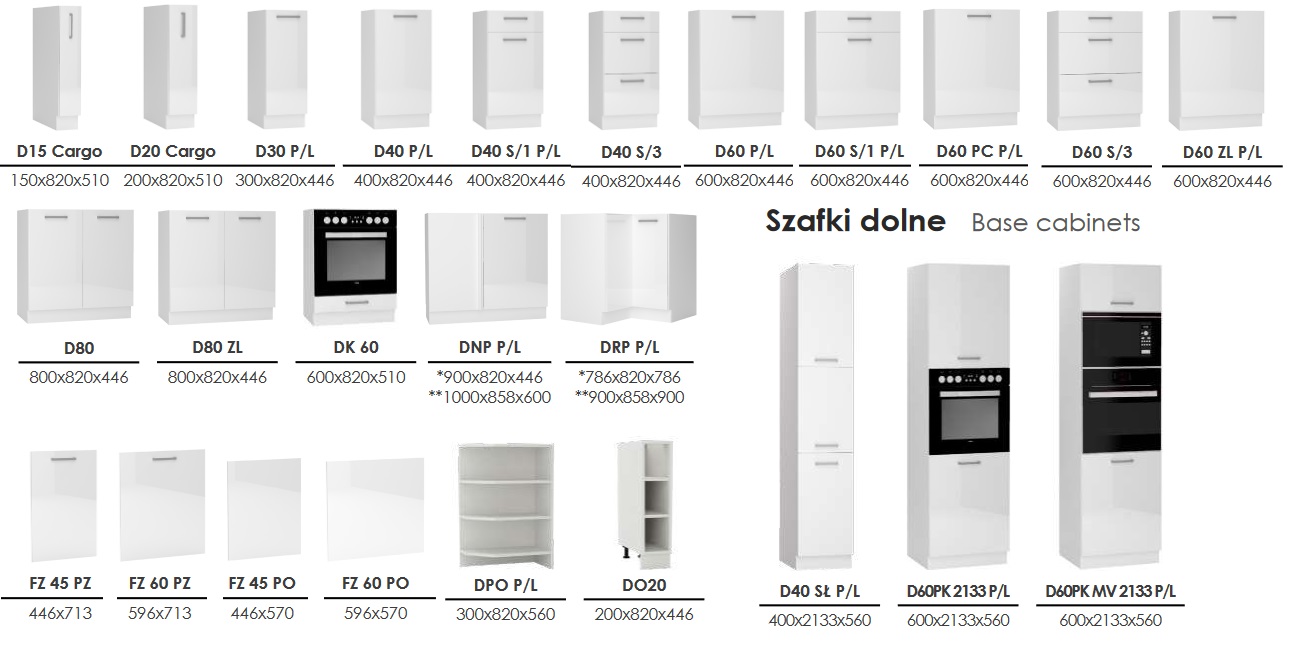 WYSPA 127,4 + szafka D60 S/3 i D60 S/3 - BIAŁY POŁYSK + DĄB WOTAN