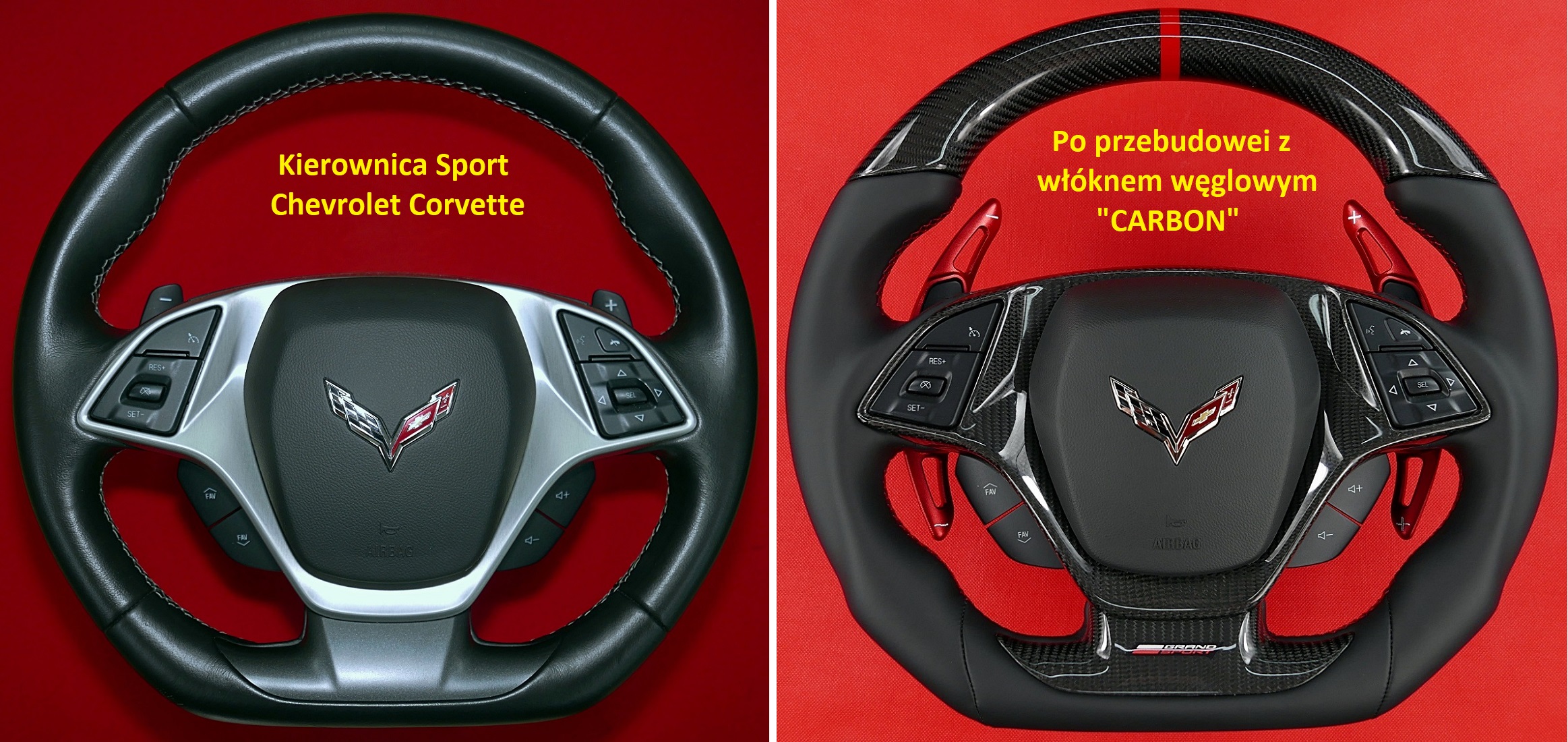 Kierownica Chevrolet Corvette carbon fiber customs steering wheel kierownica z włókna węglowego carbon