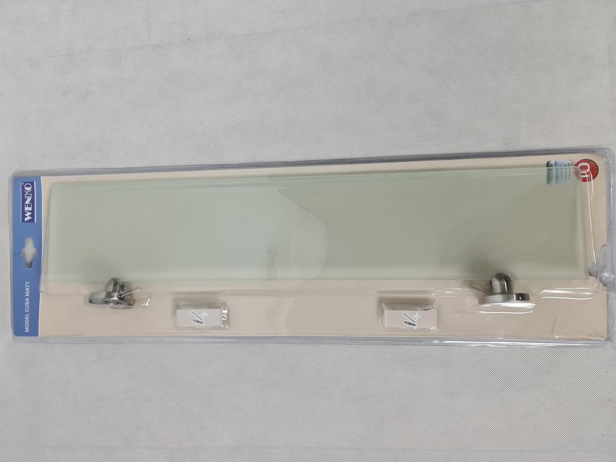 WENKO Szklana półka Cuba Matt - półka łazienkowa, 60 x 5 x 13,5 cm, matowa
