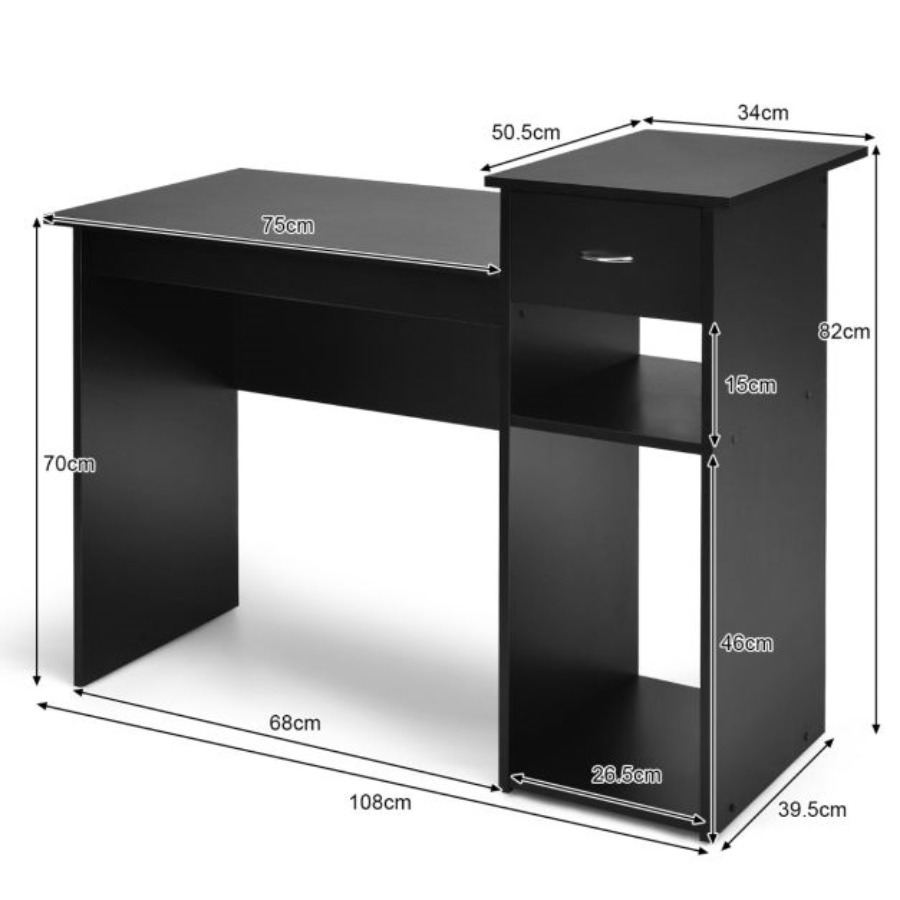 Drewniane biurko pod komputer, 104 x 50 x 82 cm, czarne