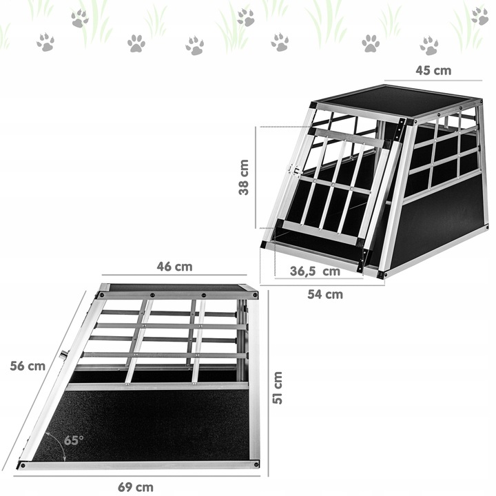 TRANSPORTER DLA PSA ZWIERZĄT ALUMINIOWA KLATKA  54 x 69 x 50 cm