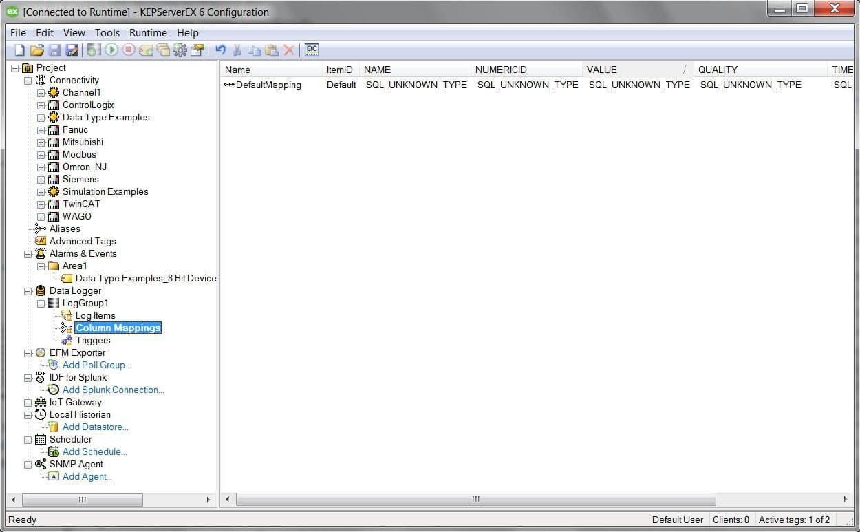 KEPServerEX / ThingWorx Kepware Server - DataLogger - zrzut ekranu / screenshot