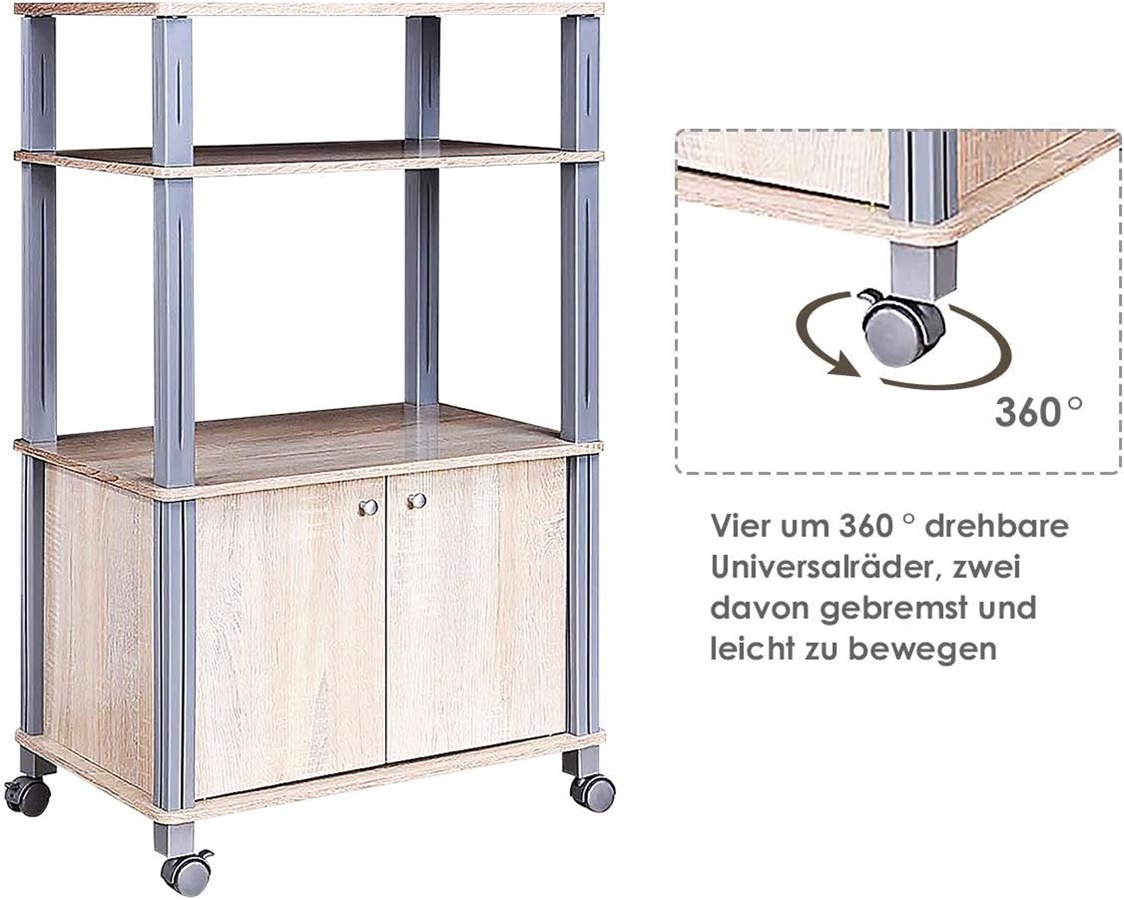 Regał stojący, regał kuchenny, regał domowy, do kuchenki mikrofalowej, wózek kuchenny z kółkami