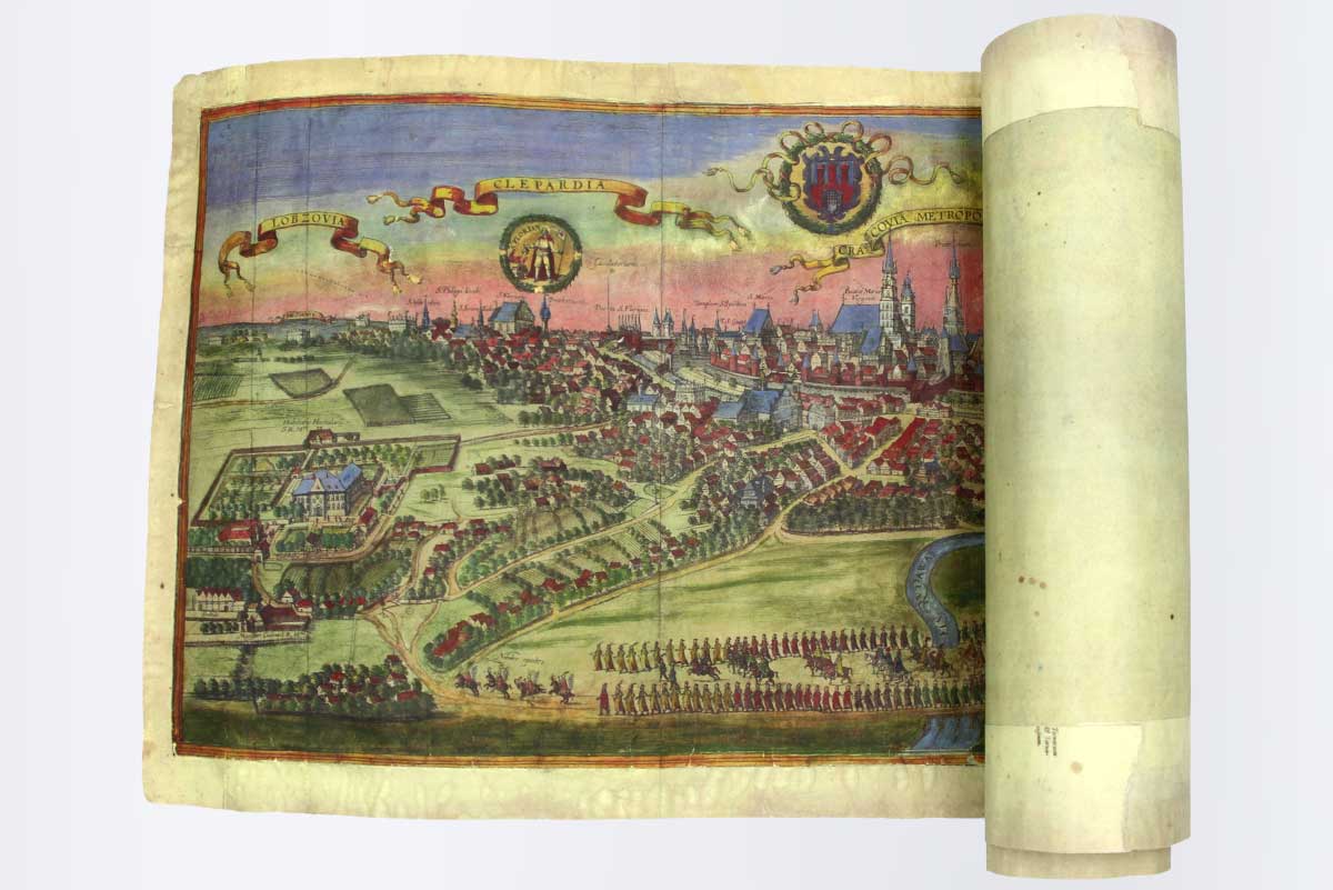 MAPA KRAKOWA. Panorama miasta z 1618 roku