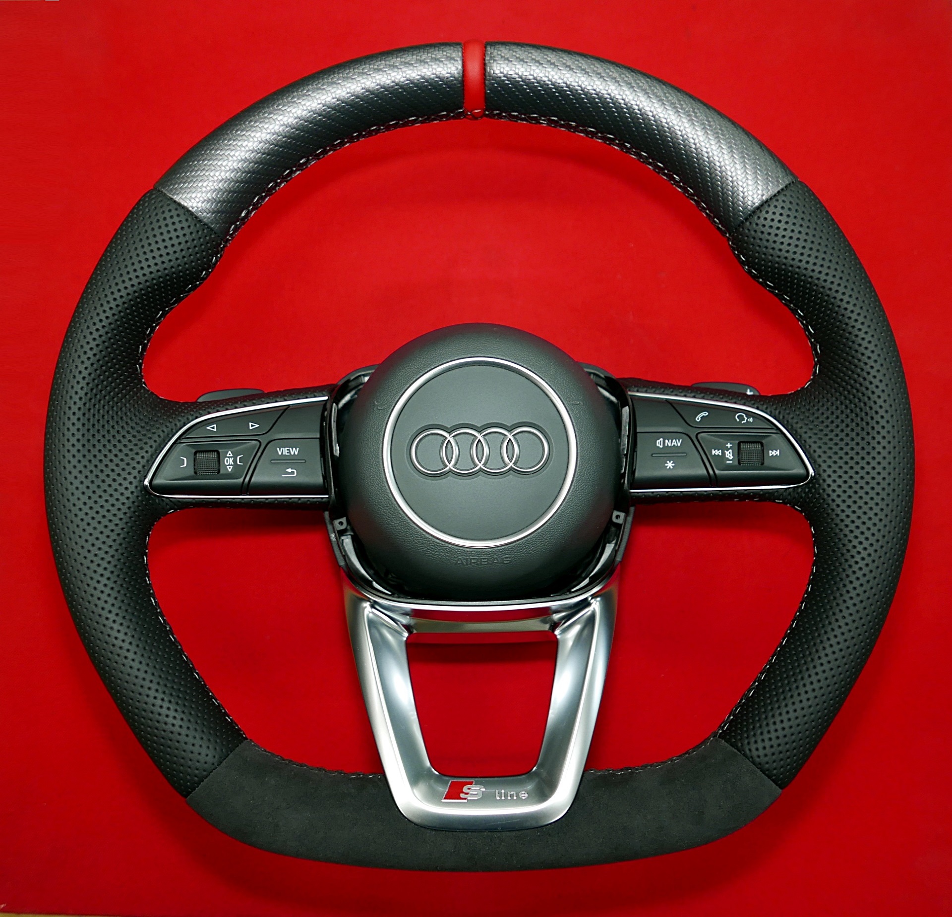 customs silver carbon audi steering wheel