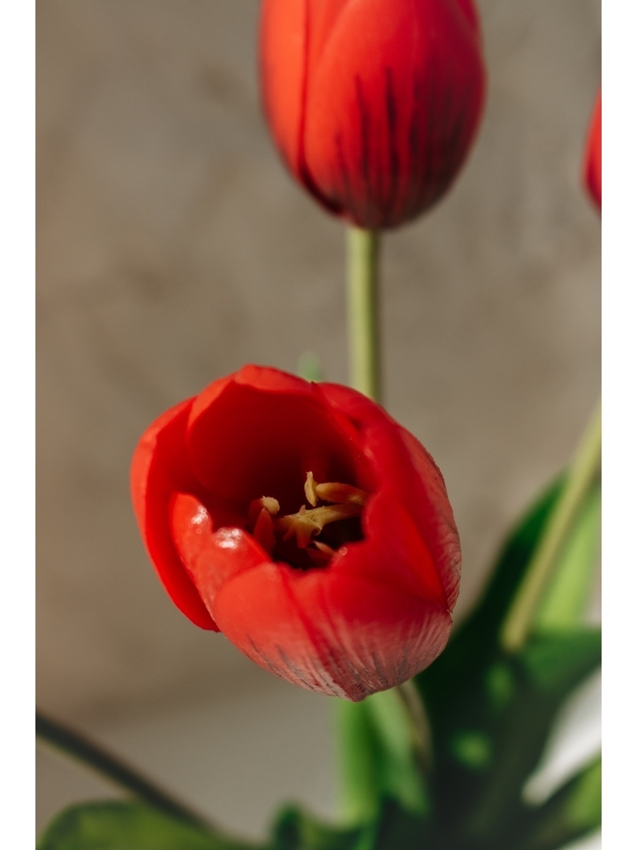 RED Artificial tulip flowers for home decor bouquet (5 pieces 40cm)