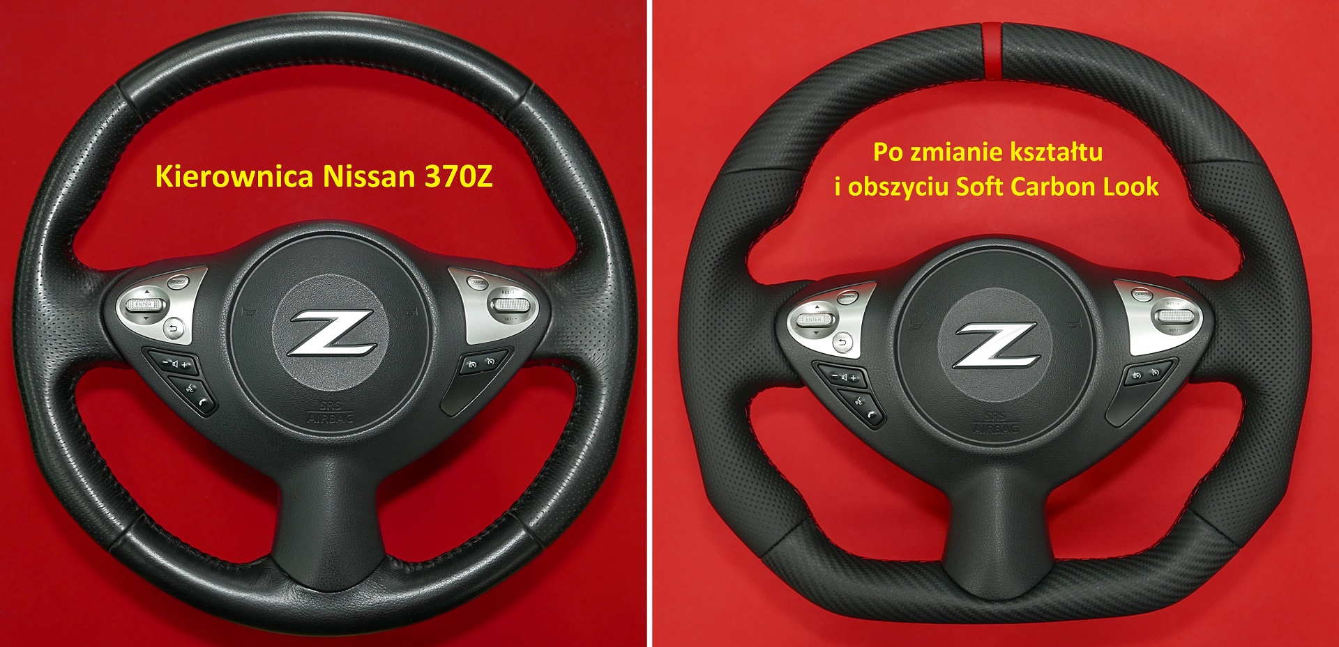 Tuning modyfikacja zmiana kształtu kierownica Nissan 370Z carbon włókno węglowe