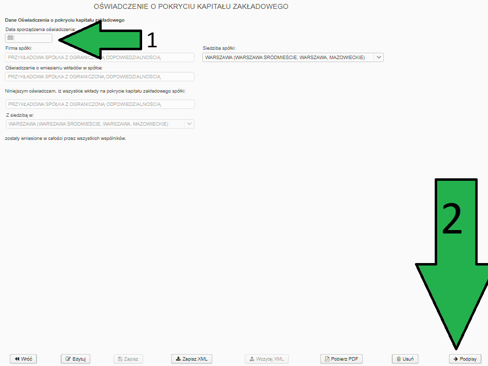 Owiadczenie o wniesieniu kapitau -dataPNG