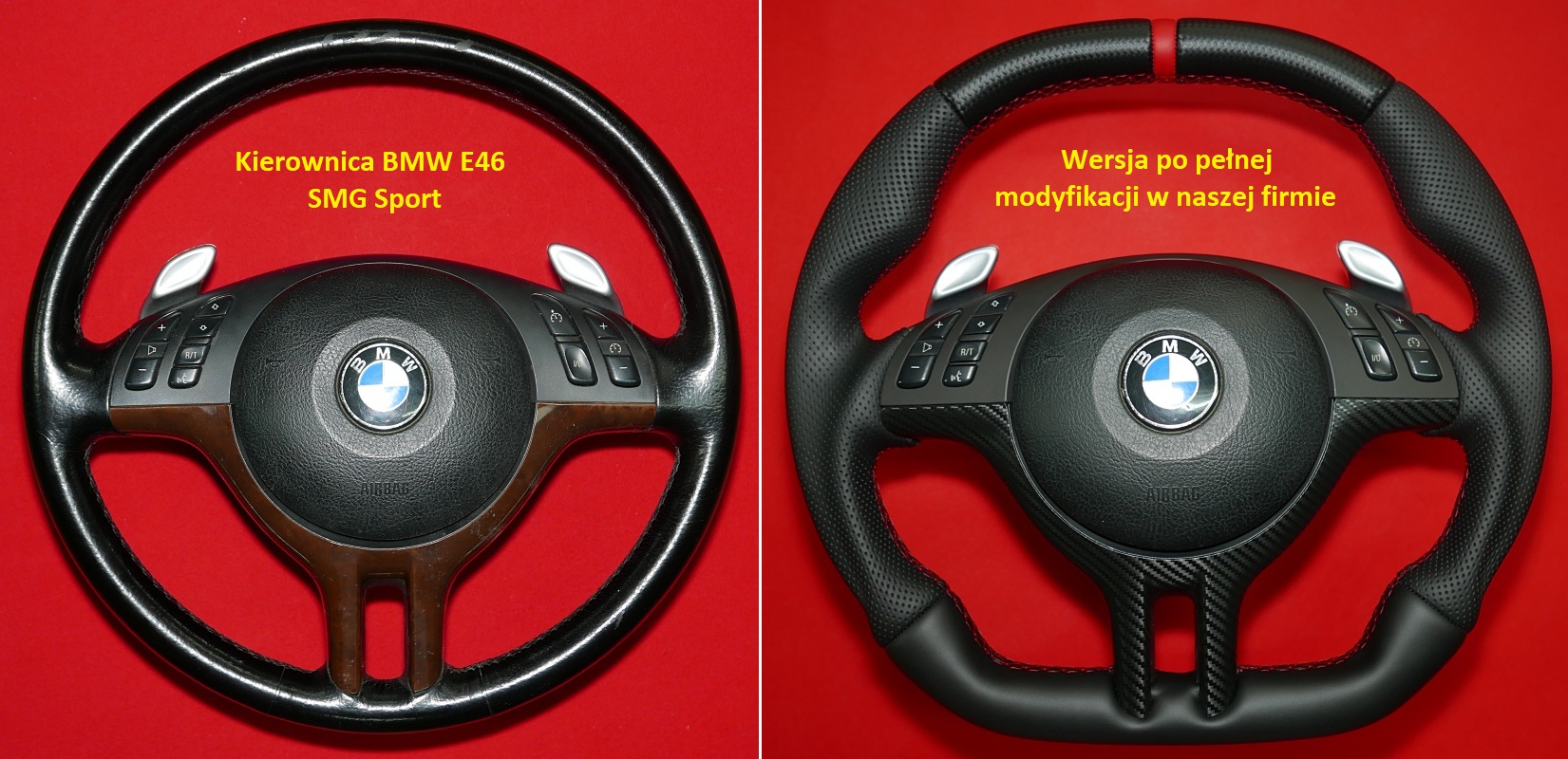 Kierownica BMW E39 E46 modyfikacja zmiana kształtu przebudowa sport tuning MPerformance