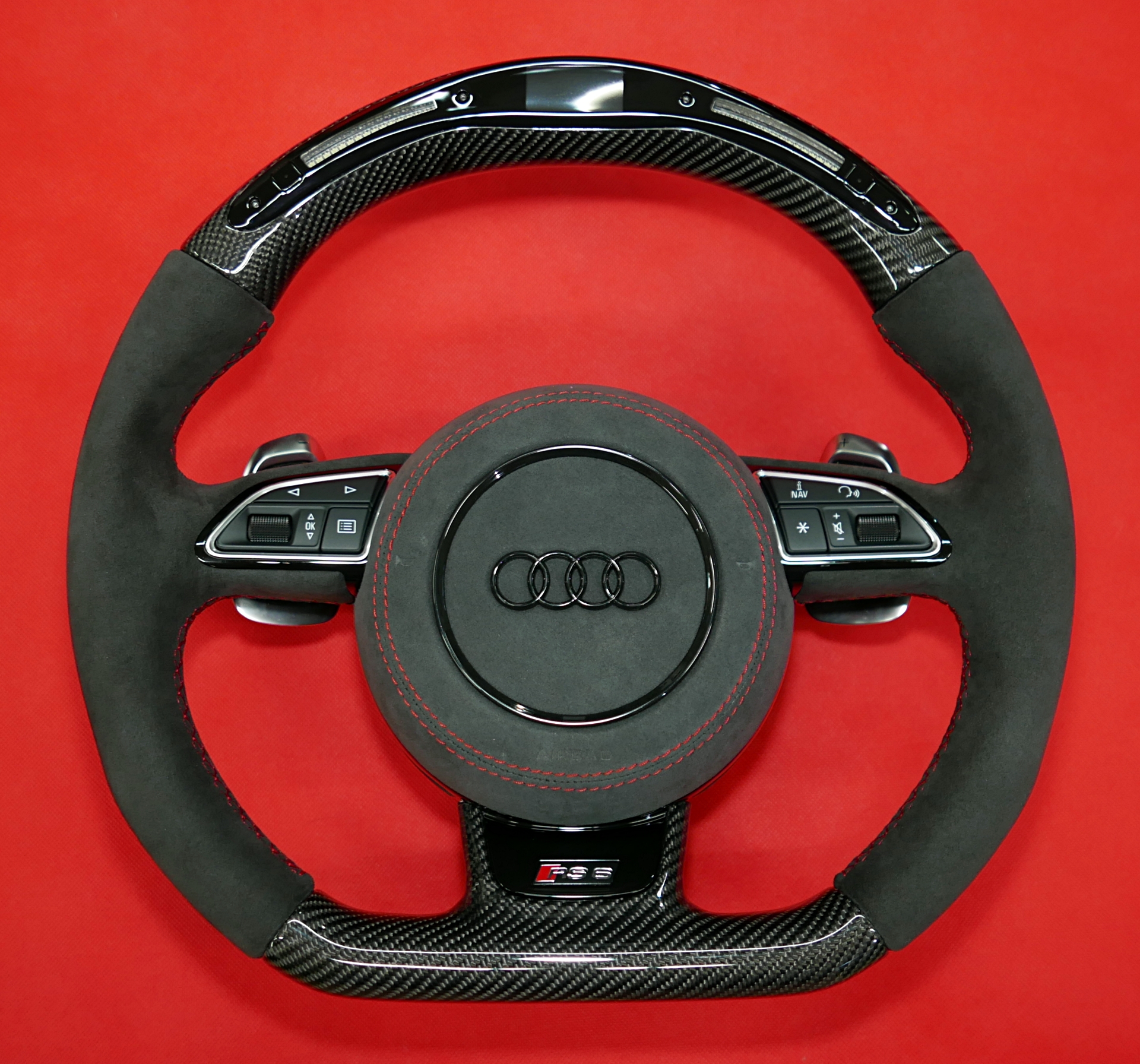 Tuning modyfikacja kierownica Audi Carbon LED