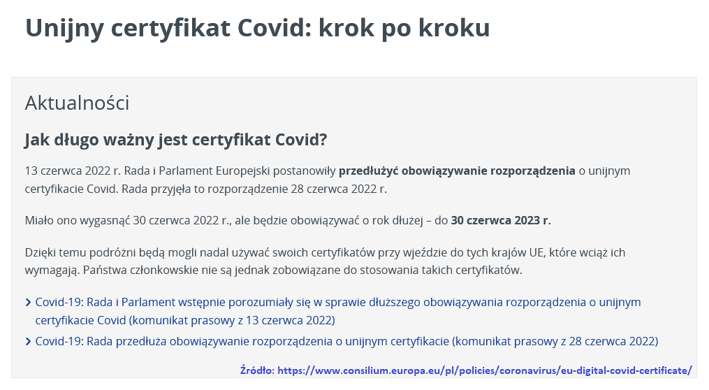 Unijny certyfikat Covid: krok po kroku.