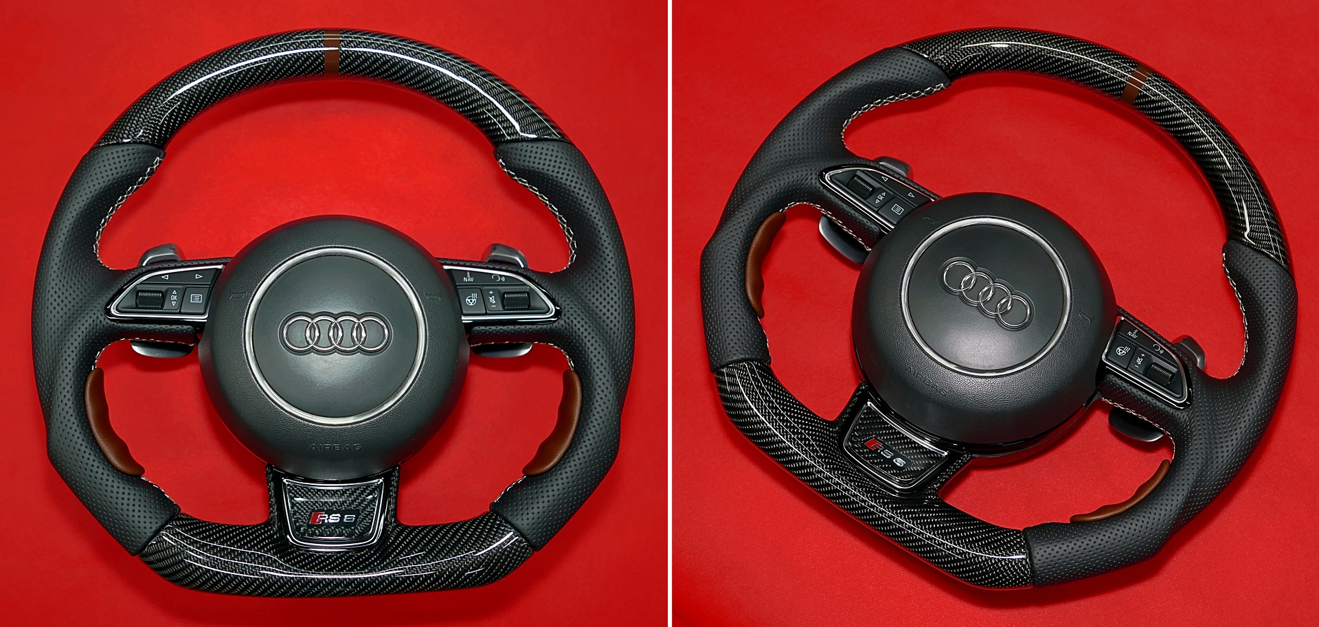 custom flat steering wheel carbon fiber audi