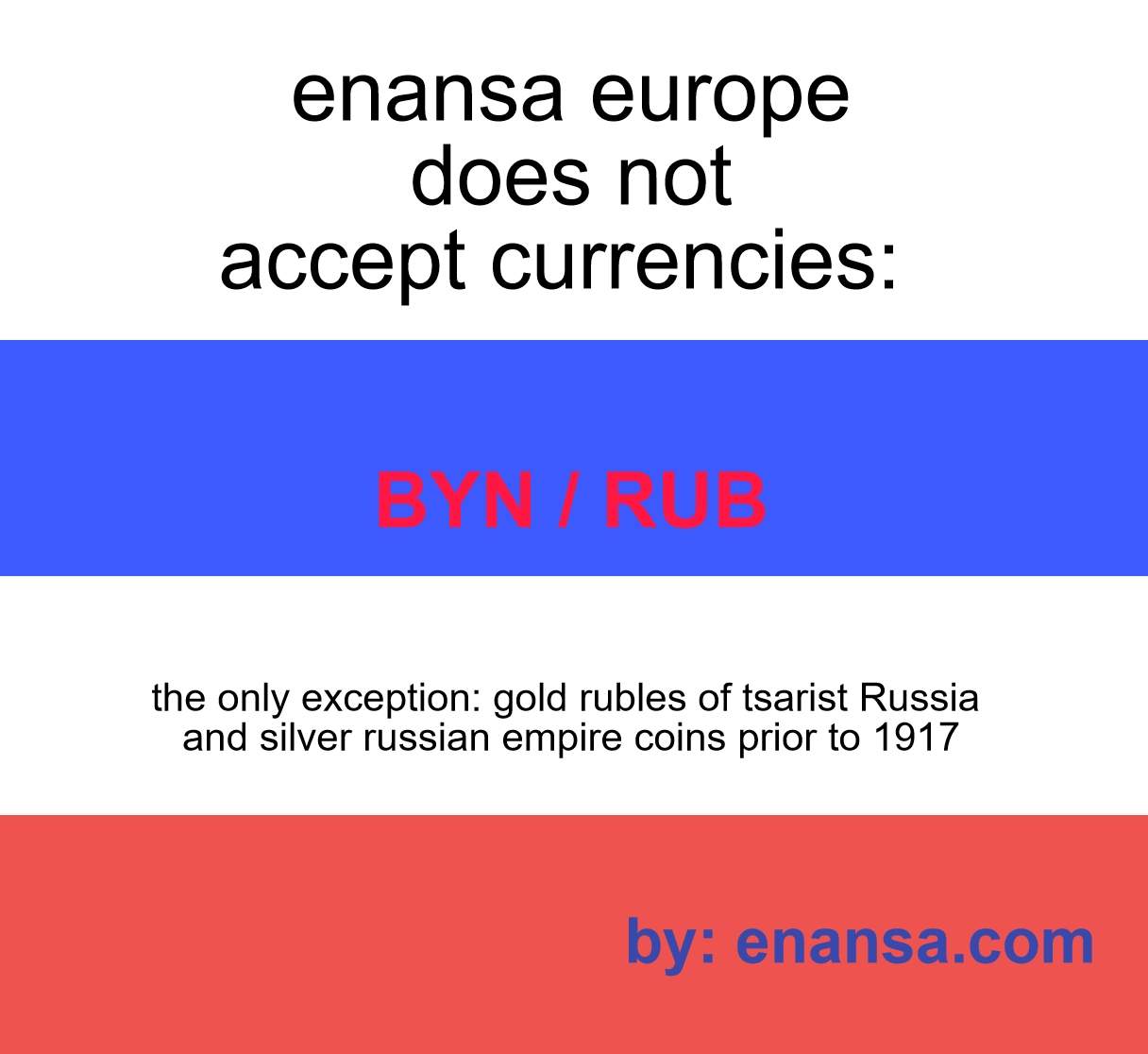 we don't accept rubles