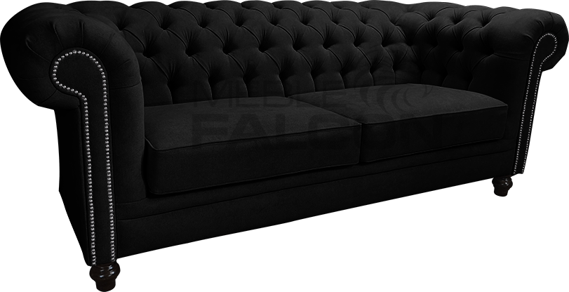 pikowana sofa chesterfield czarna do salonu tanio