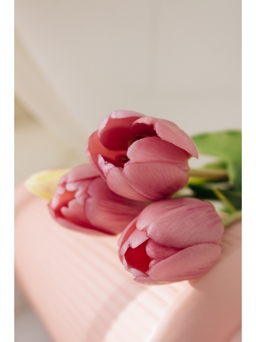 PINK Artificial tulip flowers for home decor (5 pieces 40cm)