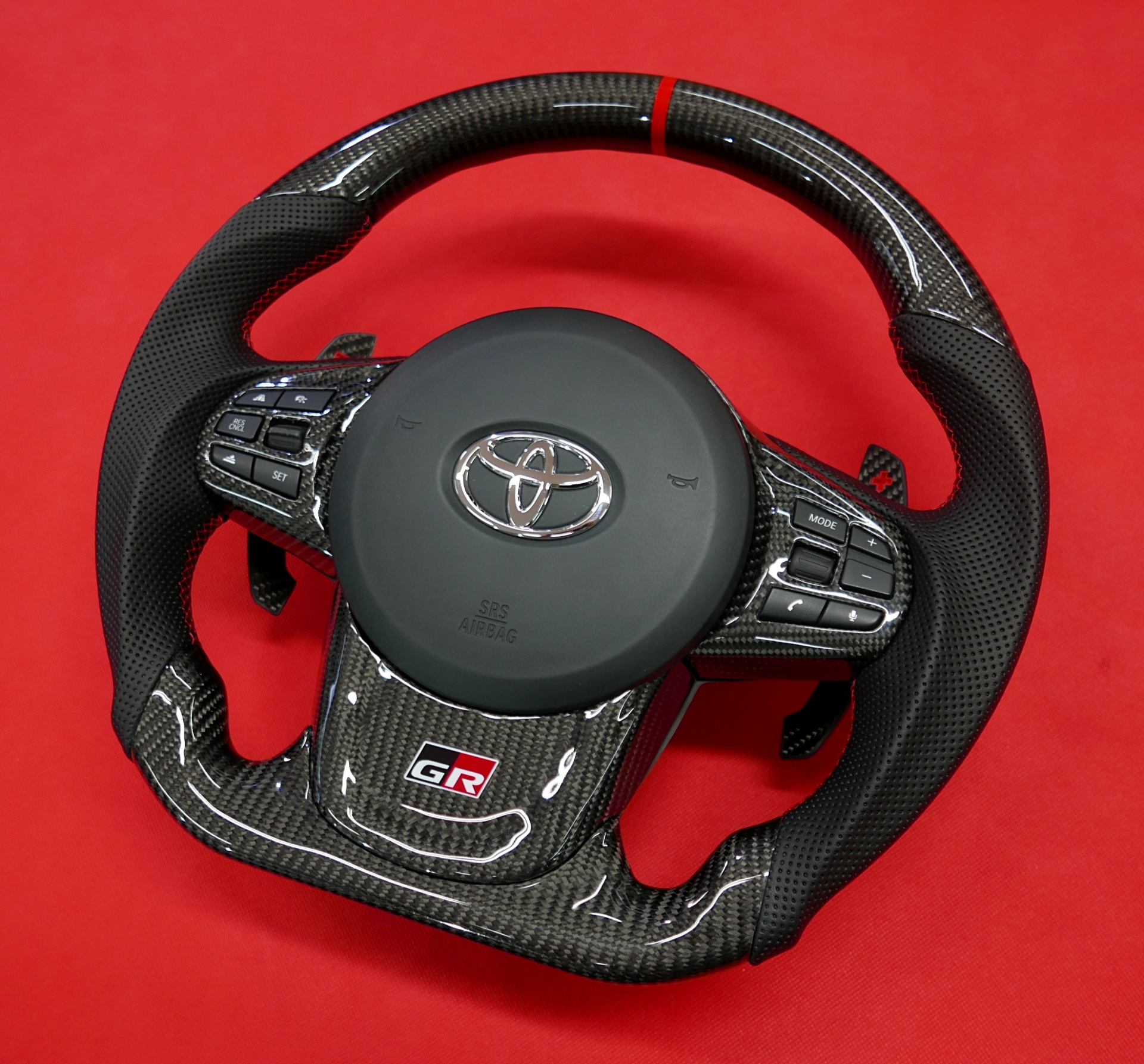 Custom carbon fiber Toyota Supra steering wheel