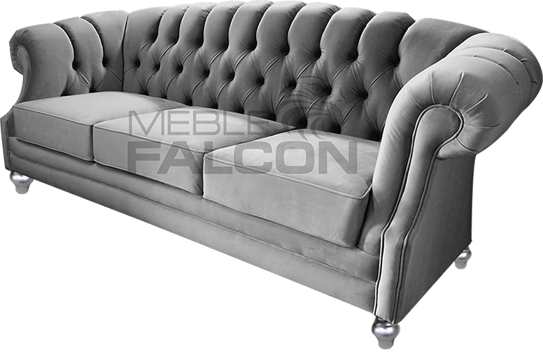 wygodna pikowana sofa chesterfield melford szara