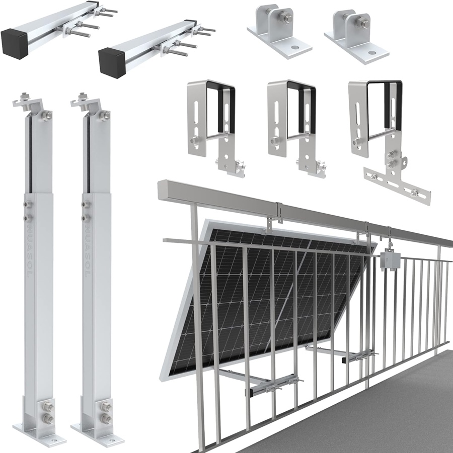 NuaSol - Uchwyt balkonowy do elektrowni, poręcz mocowanie do 1 modułu solarnego i falownika